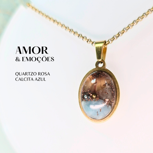 Amor, Emoções, Otimismo e Adaptabilidade | Orgonite com Quartzo Rosa e Calcita Azul