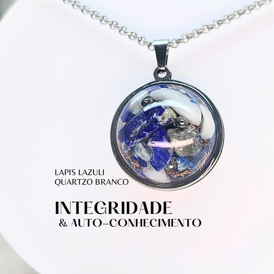 Autoconhecimento, Integridade e Intuição | Orgonite com Lápis Lazuli e Quartzo Branco