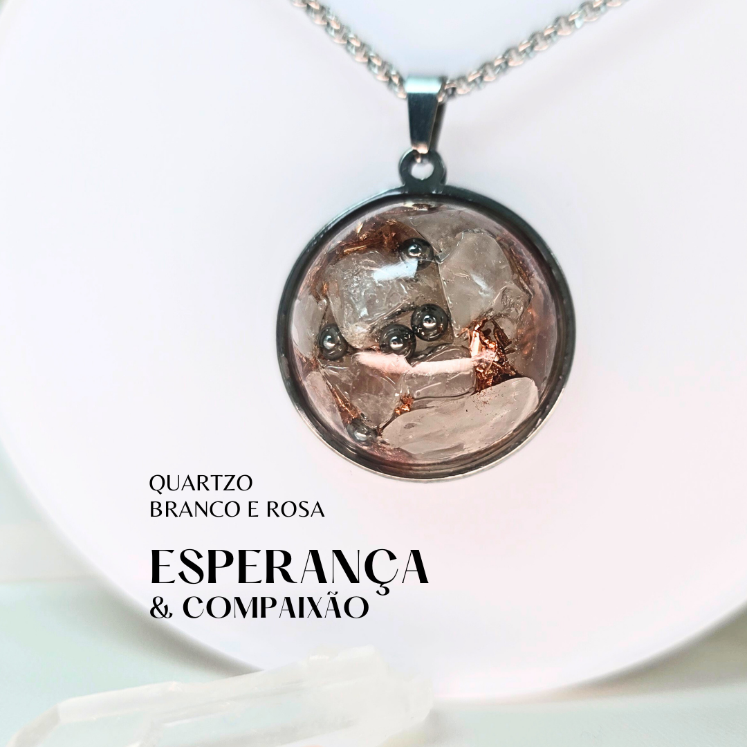 Amor, Esperança e Compaixão | Orgonite com Quartzo Rosa e Quartzo Branco