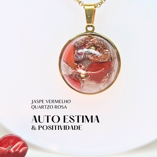 Autoestima, Positividade e Vitalidade | Orgonite com Quartzo Rosa e Jaspe Vermelho