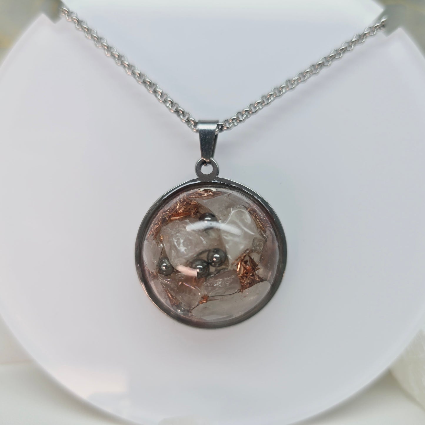 Amor, Esperança e Compaixão | Orgonite com Quartzo Rosa e Quartzo Branco