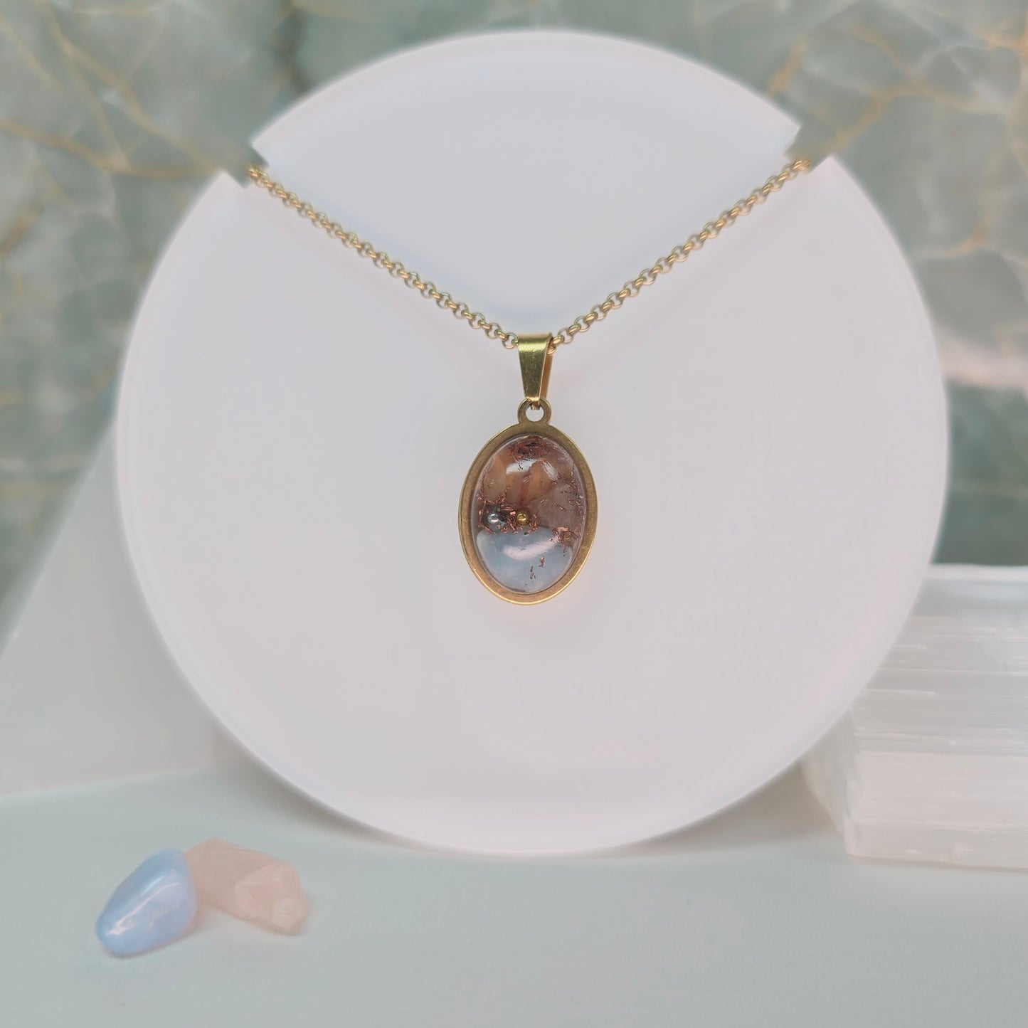 Amor, Emoções, Otimismo e Adaptabilidade | Orgonite com Quartzo Rosa e Calcita Azul